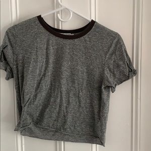 Grey pin striped crop tee